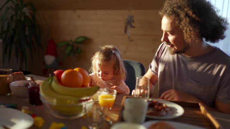 Enjoying a wholesome breakfast with dad