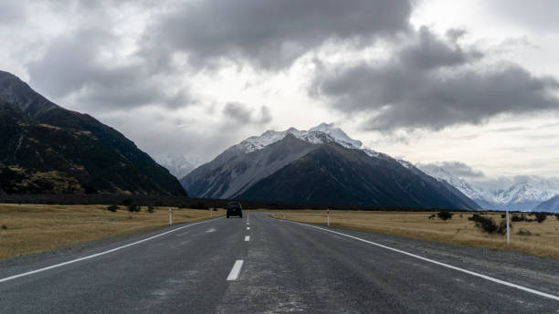 istock Empty road under the cloudy sky in Mountain cook 1194966325