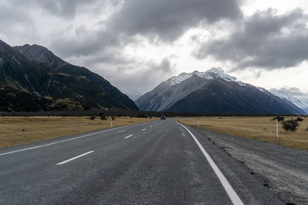 istock Empty road under the cloudy sky in Mountain cook 1194966393