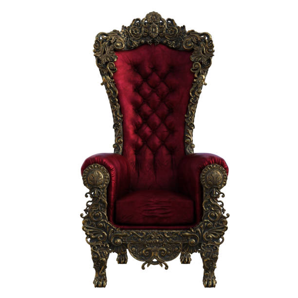 trône royal isolé sur le blanc, 3d rendre. - throne photos et images de collection