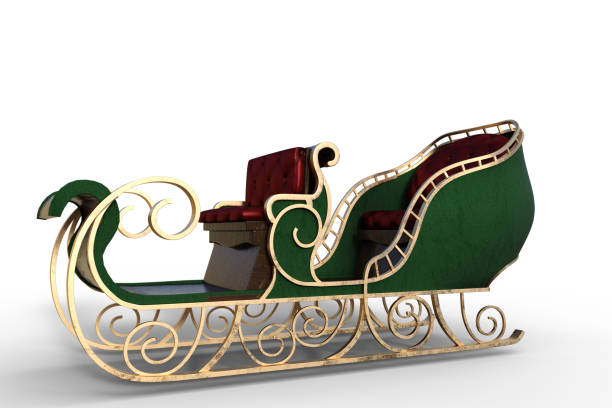 istock Santa sleigh isolated on white, 3d render. 1194969845