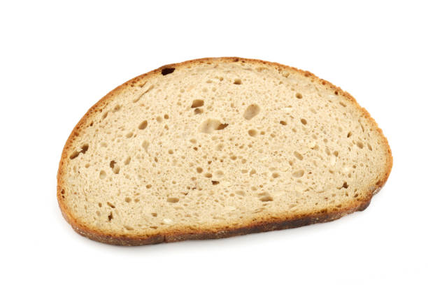 piece of bread on white background stock photo
