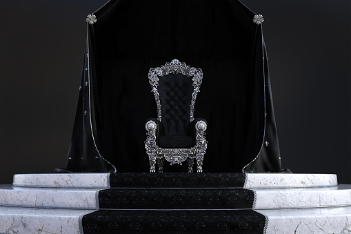 Gothic throne room background, 3d render.