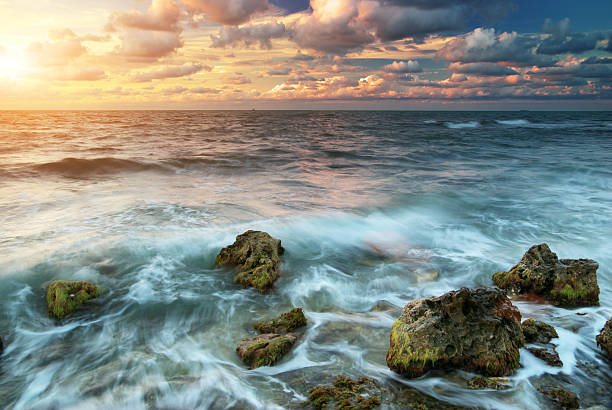 istock Beautiful sunset on the sea 119498020
