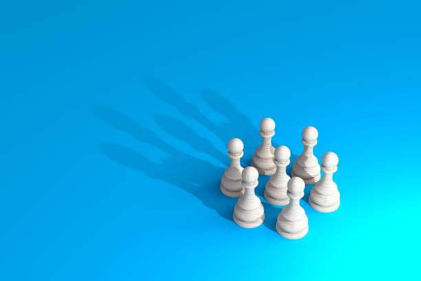 cheerful plasticine guy on top of all others - leadership concept - isolated on white
