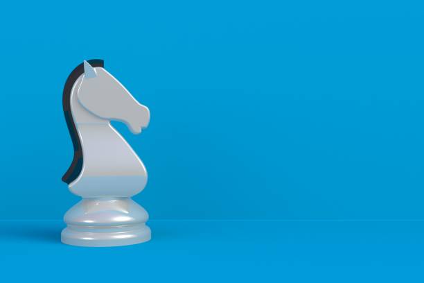 istock White knight chess piece on blue background, Chess business concept, leader teamwork & success, 3d rendering 1194981133