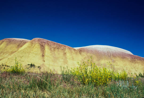 parque nacional badlands - cores com bandas meet the prairie - 1981 - prairie mountain range autumn day - fotografias e filmes do acervo
