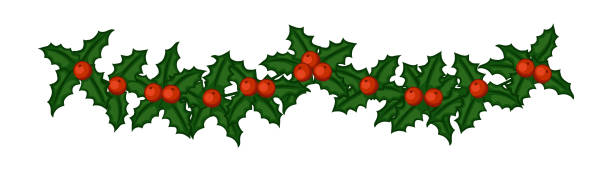 istock Christmas garland of mistletoe isolated on white background. 1194987985