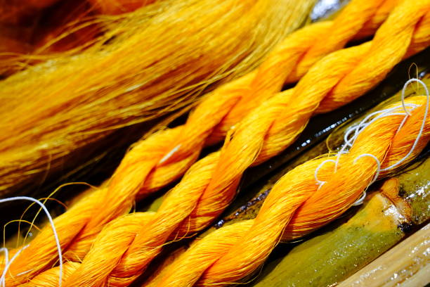 yellow raw silkworm thread of thailand