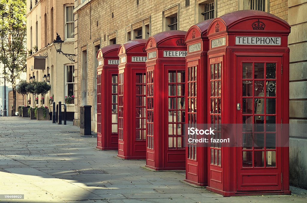 Rep Phone Boxes, London.  Building Exterior Stock Photo