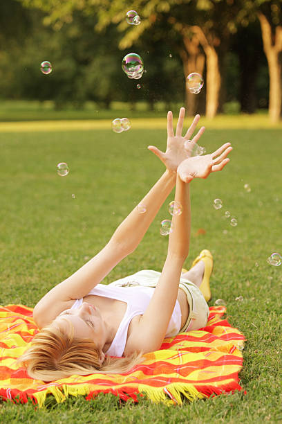 istock Woman and soap bubbles 119499326