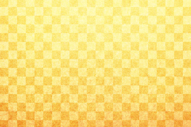 Japanese traditional gold color checkered pattern paper texture background
