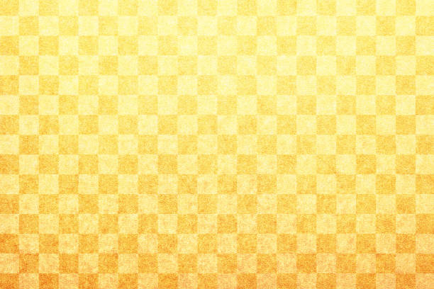 japanese traditional gold color checkered pattern paper texture background - craft traditional culture horizontal photography imagens e fotografias de stock