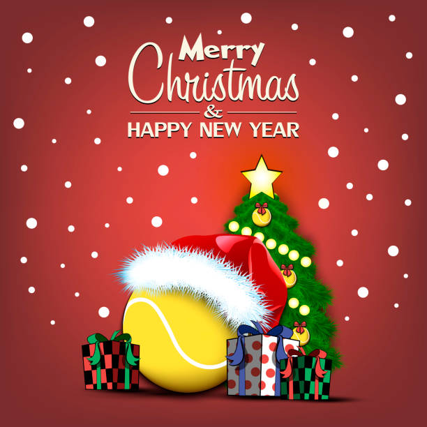 istock Happy New Year. Tennis ball and Christmas tree 1194995234
