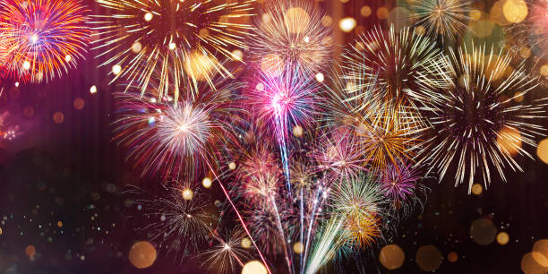 istock Colorful firework with bokeh background. New Year celebration. 1194995358