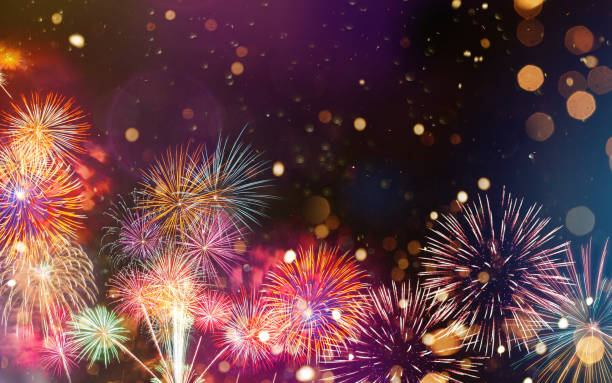 istock Colorful firework with bokeh background. New Year celebration. 1194995363