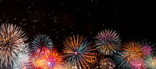 istock Colorful firework with bokeh background. New Year celebration. 1194995378