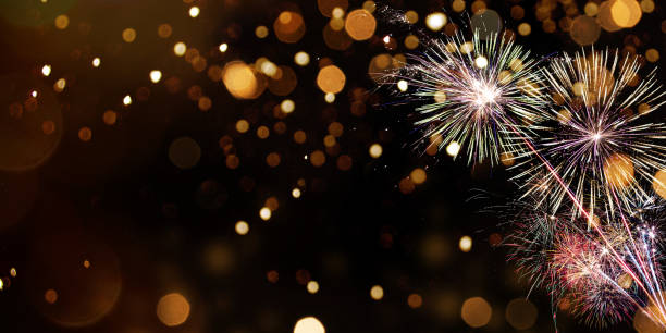 istock Colorful firework with bokeh background. New Year celebration. 1194995395