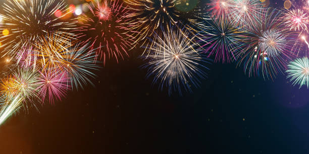 istock Colorful firework with bokeh background. New Year celebration. 1194995403