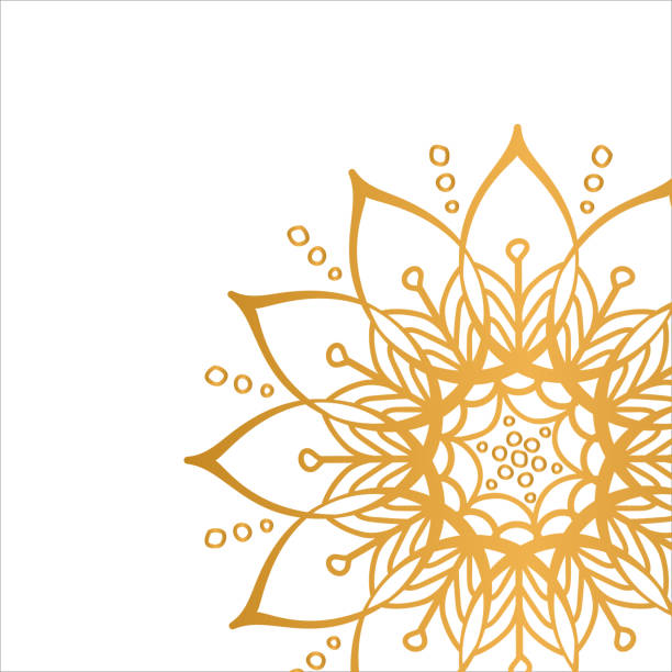 ilustrações de stock, clip art, desenhos animados e ícones de golden vector mandala isolated on white background. clean white cover with gold beautiful flower. - balance health well being background white