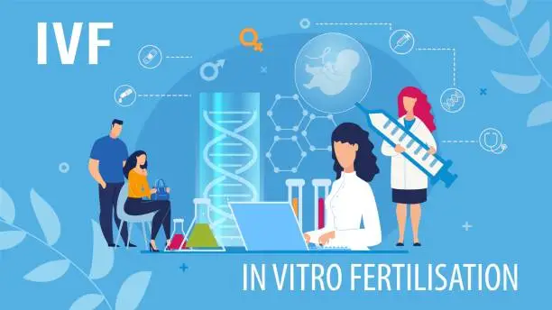 Vector illustration of Banner Offering In Vitro Fertilization Service