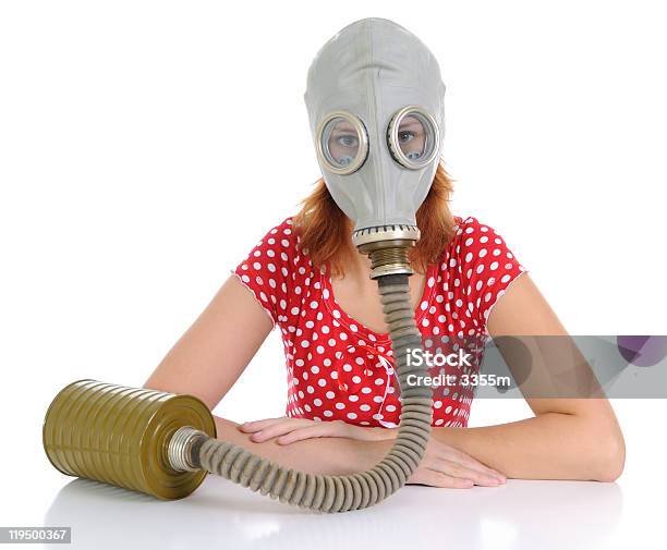 The Person With Gas Mask Stock Photo - Download Image Now - Gas Mask, One Woman Only, Women