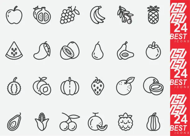 Vector illustration of Fruits Line Icons
