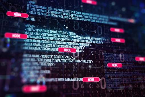 Programming And Coding Concept With Binary Code And Nodes 3d Rendering ...