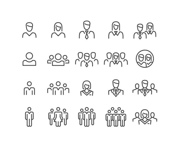 ikony ludzi - seria classic line - group of people stock illustrations