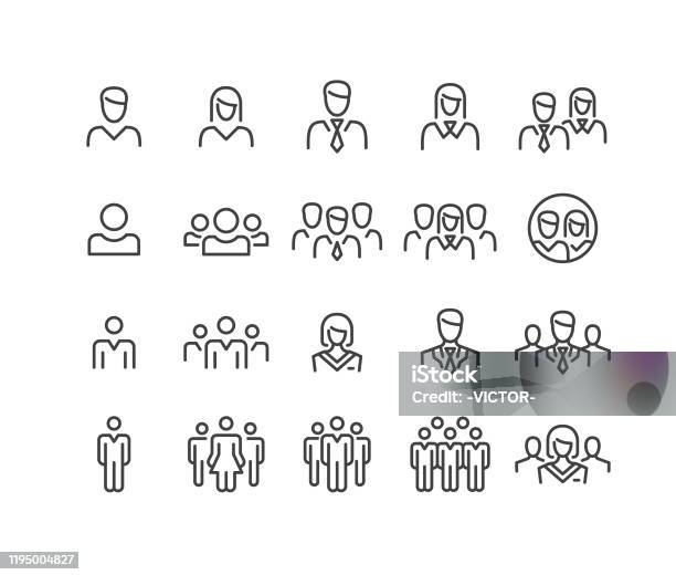 People Icons Classic Line Series Stock Illustration - Download Image Now - Icon Symbol, People, Women