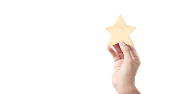 istock Hand of putting increase wood five star shape 1195006188