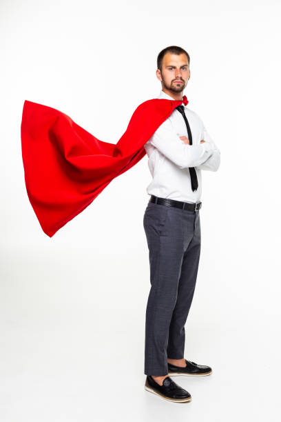 istock Super hero businessman isolated on white background 1195007407