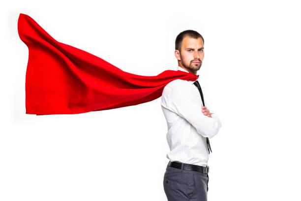 istock Super hero businessman isolated on white background 1195007431