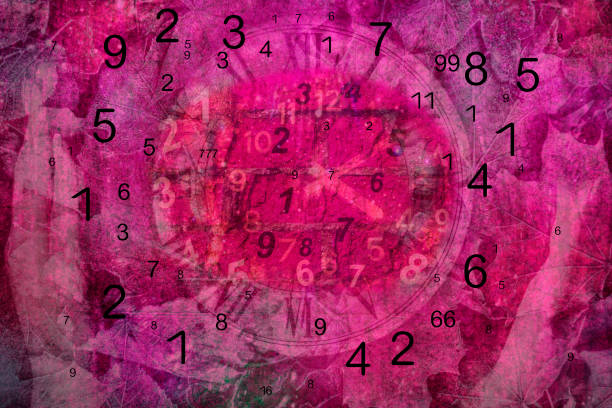 istock Black numbers on pink background, numerology 1195018706