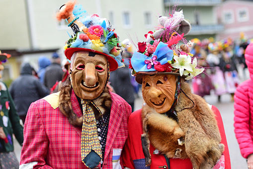 The Salzkammergut is one of the strongholds of carnival - there is still a good party here (Gmunden district, Upper Austria, Austria)