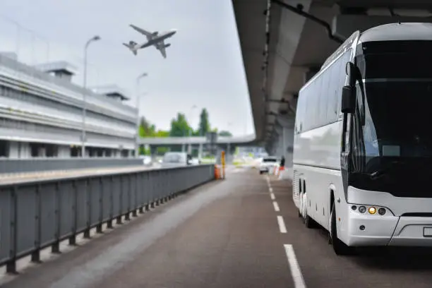 Photo of shuttle bus brought people to the airport for the flight