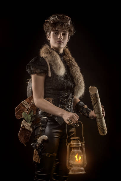 Steampunk female in a studio shot
