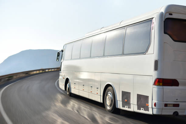 big white a bus or coach - bus coach bus travel tour bus imagens e fotografias de stock