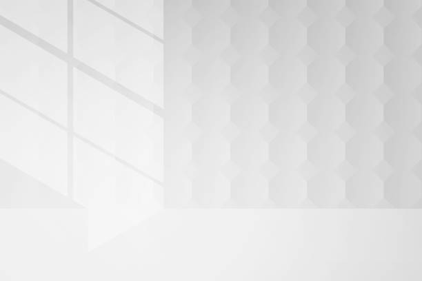 illustration light and shadow window illustration light and shadow gray background, vector Light shines through the window, room white interior with octagonal texture for abstract white background. use mash tool, soft light and mask octagon house stock illustrations