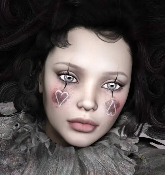 Conceptual portrait of a young woman with fantasy make-up – 3D render