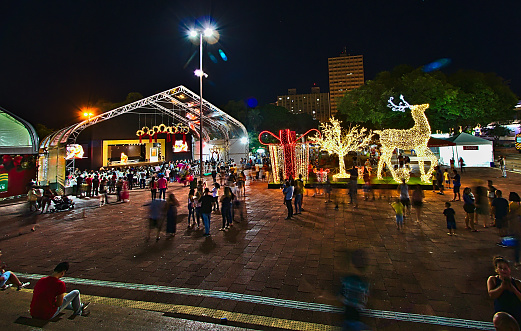 Christmas decoration at Cívic Square in Goiania city.