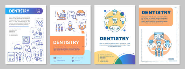 układ szablonu broszury stomatologii - document printing out expertise book stock illustrations