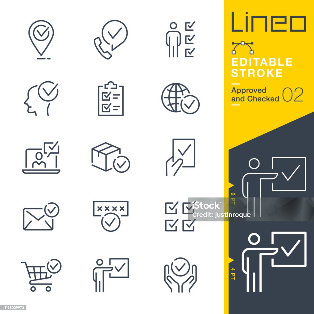 Lineo Editable Stroke - Approved and Checked outline icons - Royalty-free Símbolo de ícone arte vetorial