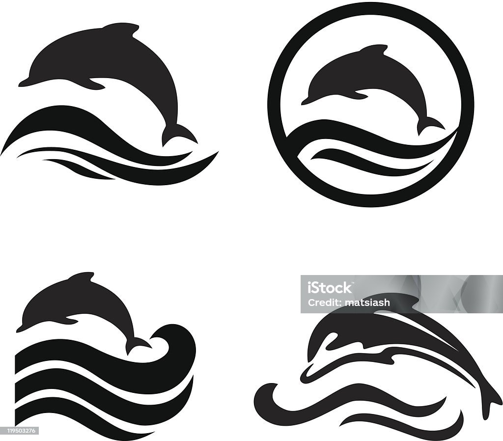 Zestaw delfinami. - Grafika wektorowa royalty-free (Delfin)