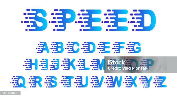 Lettering Moving Fast Alphabet Speed Fast Letters Vector Stock Illustration - Download Image ...