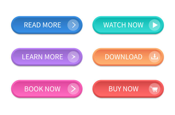 набор современных кнопок для веб-сайта и ui. значок вектора. - blue button stock illustrations