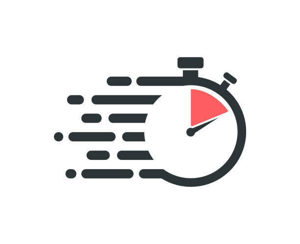 ilustraciones, imágenes clip art, dibujos animados e iconos de stock de icono de cronómetro rápido. logotipo de entrega de servicios. - velocidad