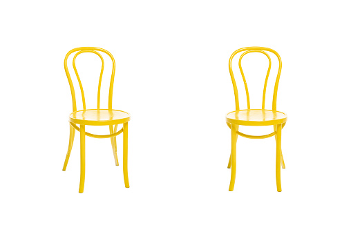 Modern yellow chairs isolated on white