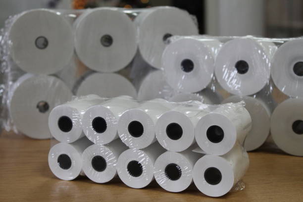 istock Thermal rollers, cash register paper 1195050421