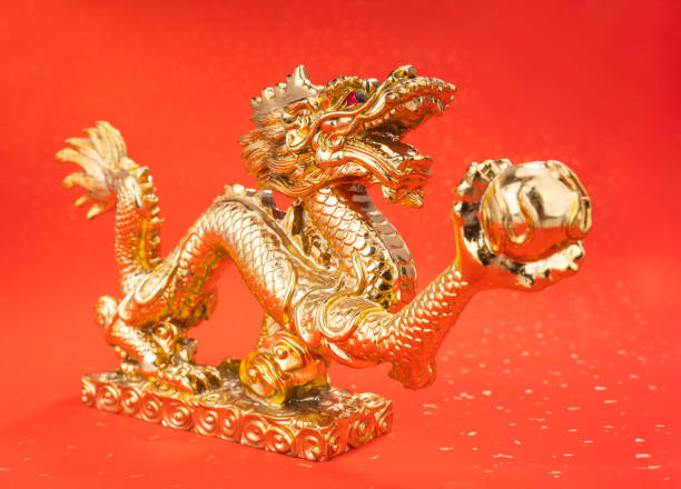 istock New year decoration with dragon art 1195051134